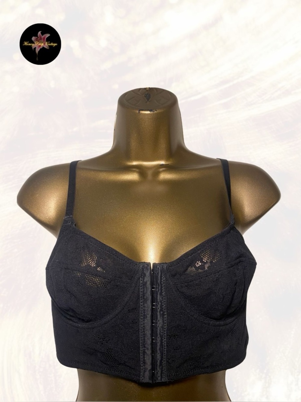 Y2K Black Lace Longline Bustier Bralette